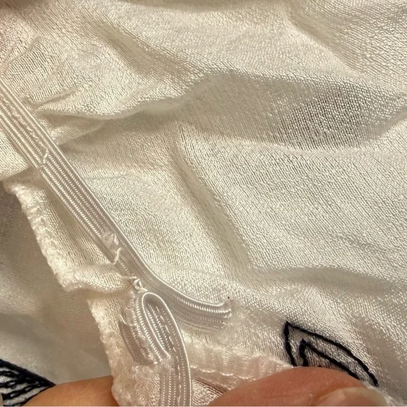 Kindred Anthropologie White Navy Embroidered Peasant Midi Dress 3X NWT Boho - Picture 14 of 14